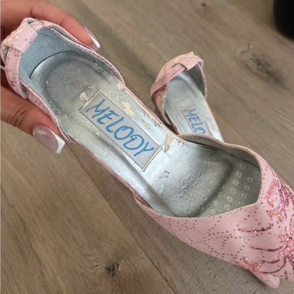 Y2K PINK GLITTERY STRAPPY KITTEN HEELS - Picture 3 of 6